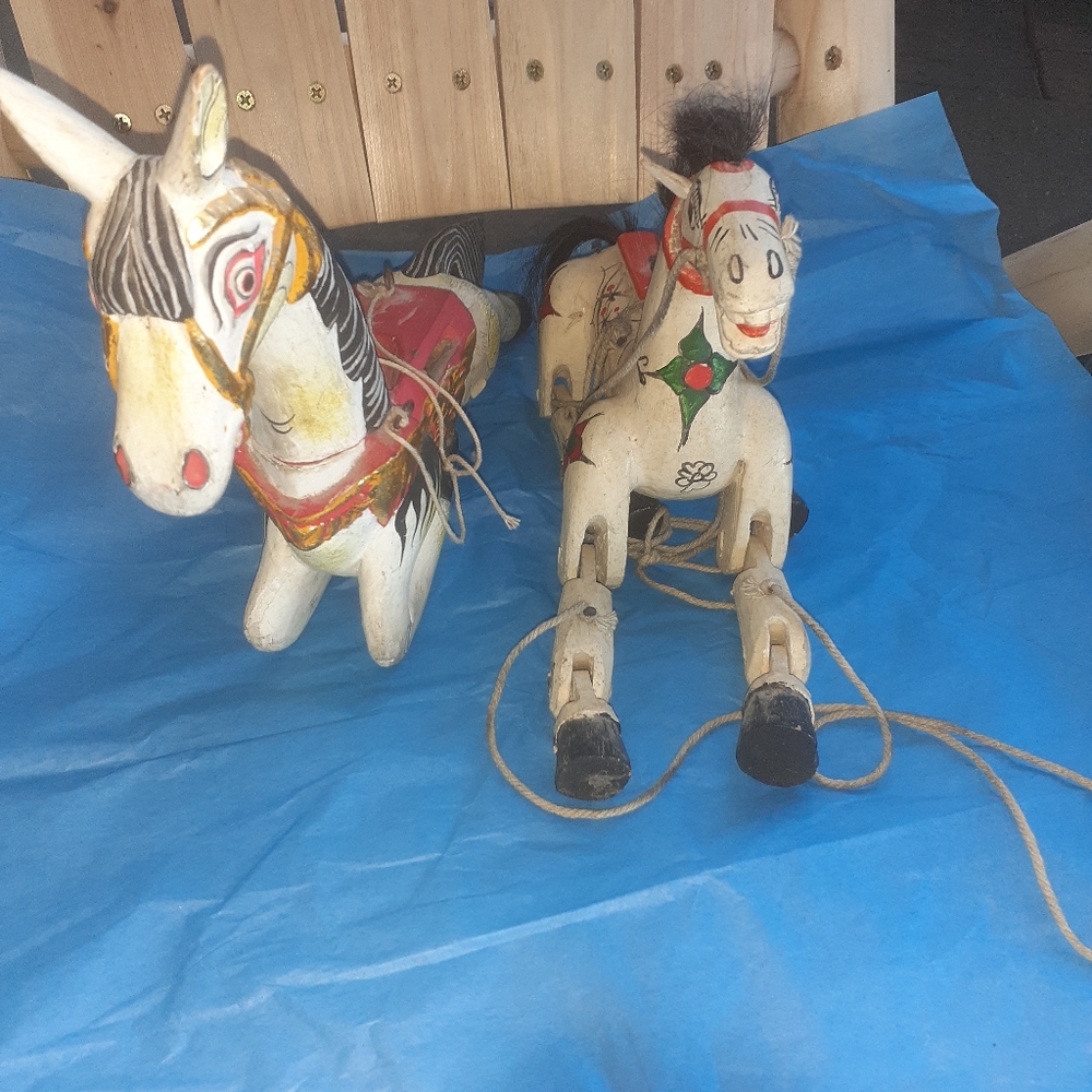 2 vintage marionette horses 1913